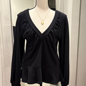 Anthropologie Maeve Black V-Neck Sweater Peplum NWOT